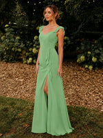 Chiffon Bridesmaid Dress with Ruffle Straps