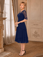 A-line Mother of the Bride Dress with Lace Sleeves