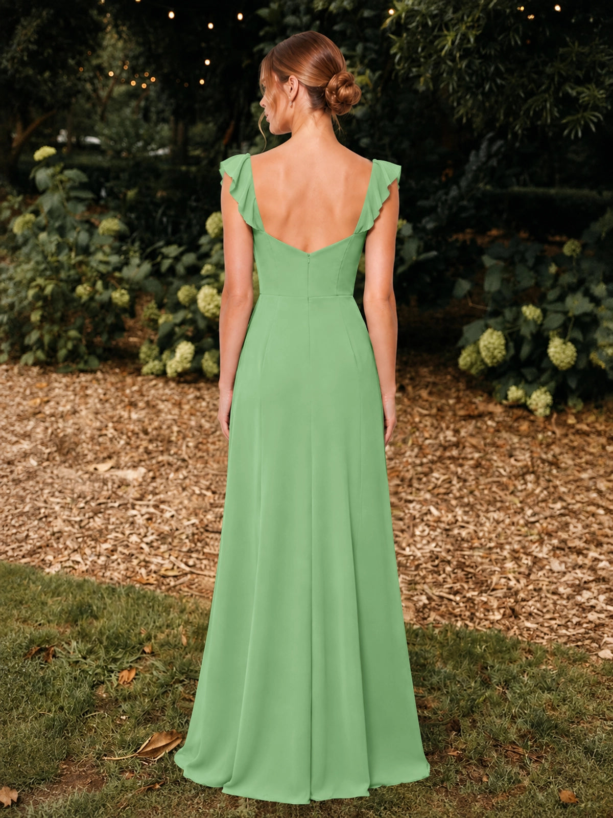 Chiffon Bridesmaid Dress with Ruffle Straps