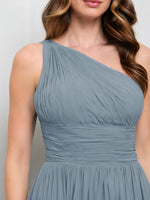 Chiffon Bridesmaid Dress with One-Shoulder Neckline