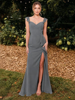 Chiffon Bridesmaid Dress with Ruffle Straps 