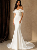 3D Floral Sheath Wedding Dress 