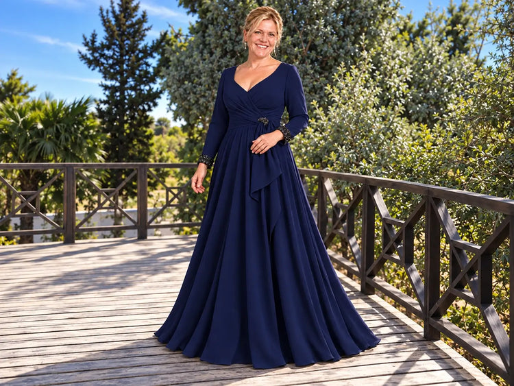 mother of the bride dress with long sleeves