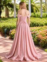 Glitter Corset Off-Shoulder Prom Dress 
