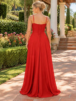 Spaghetti Asymmetrical Bridesmaid Dress 