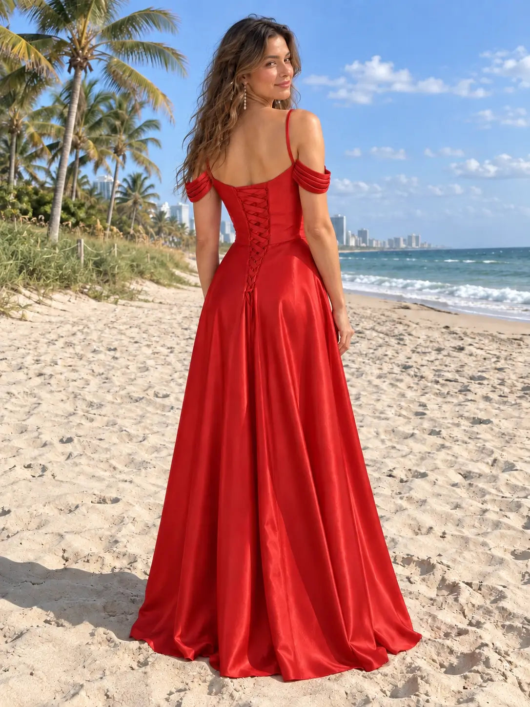 Silk-Like Pleated Prom Dress
