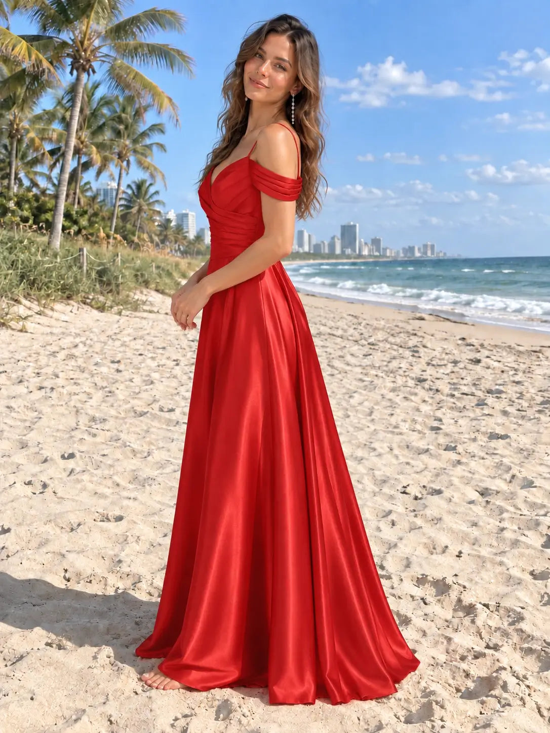 Silk-Like Pleated Prom Dress