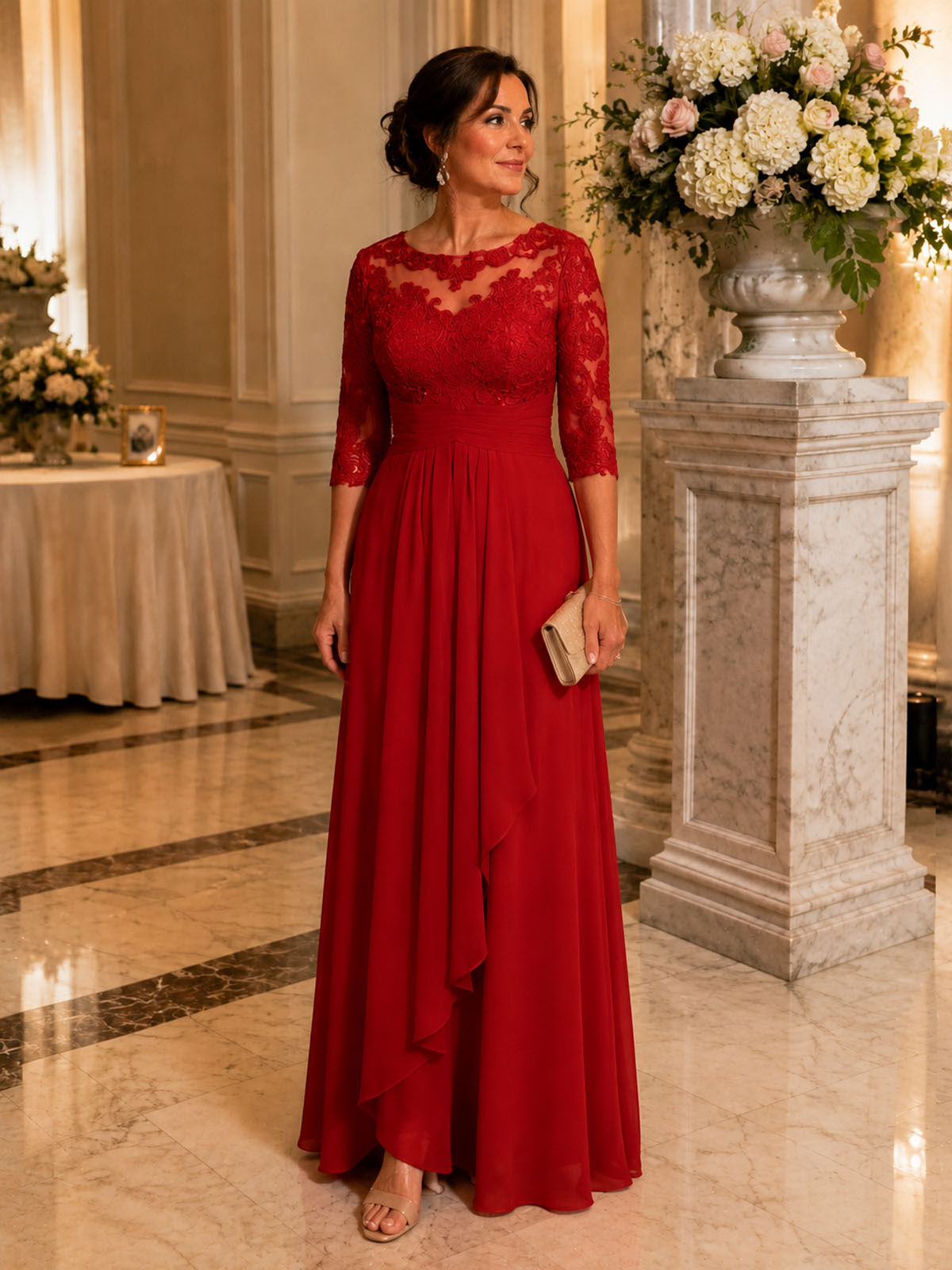 Three Quarter Sleeve Mother Dress 
