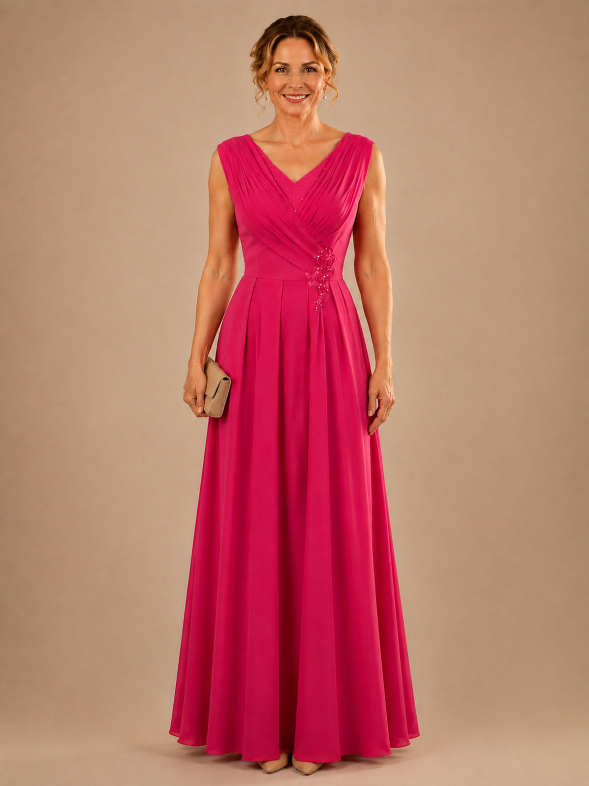 Pleated Mother of The Bride Dress 