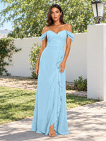 Sweetheart Neckline Bridesmaid Dress with Ruffled Details