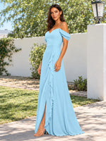 Sweetheart Neckline Bridesmaid Dress with Ruffled Details