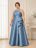 Halter Neck Mother of the Bride Dress with Slit