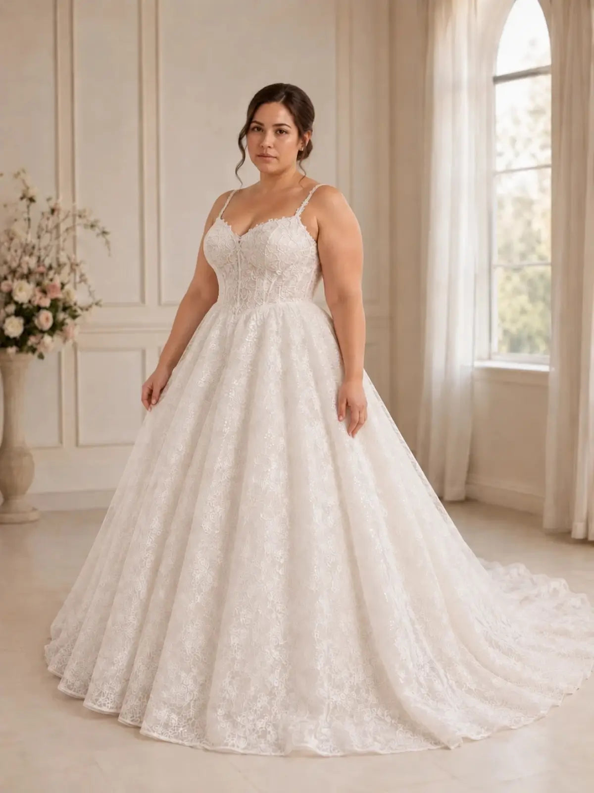 Spaghetti Straps Wedding Dress with Appliques