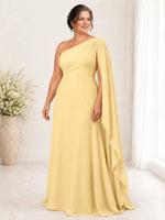 Sheath Mother of the Bride Dress with One-Shoulder Cape Sleeve