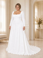 Stretch Crepe Wedding Dress with Long Sleeves