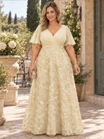 Surplice Neck Mother of the Bride Dress with Ruched Bodice
