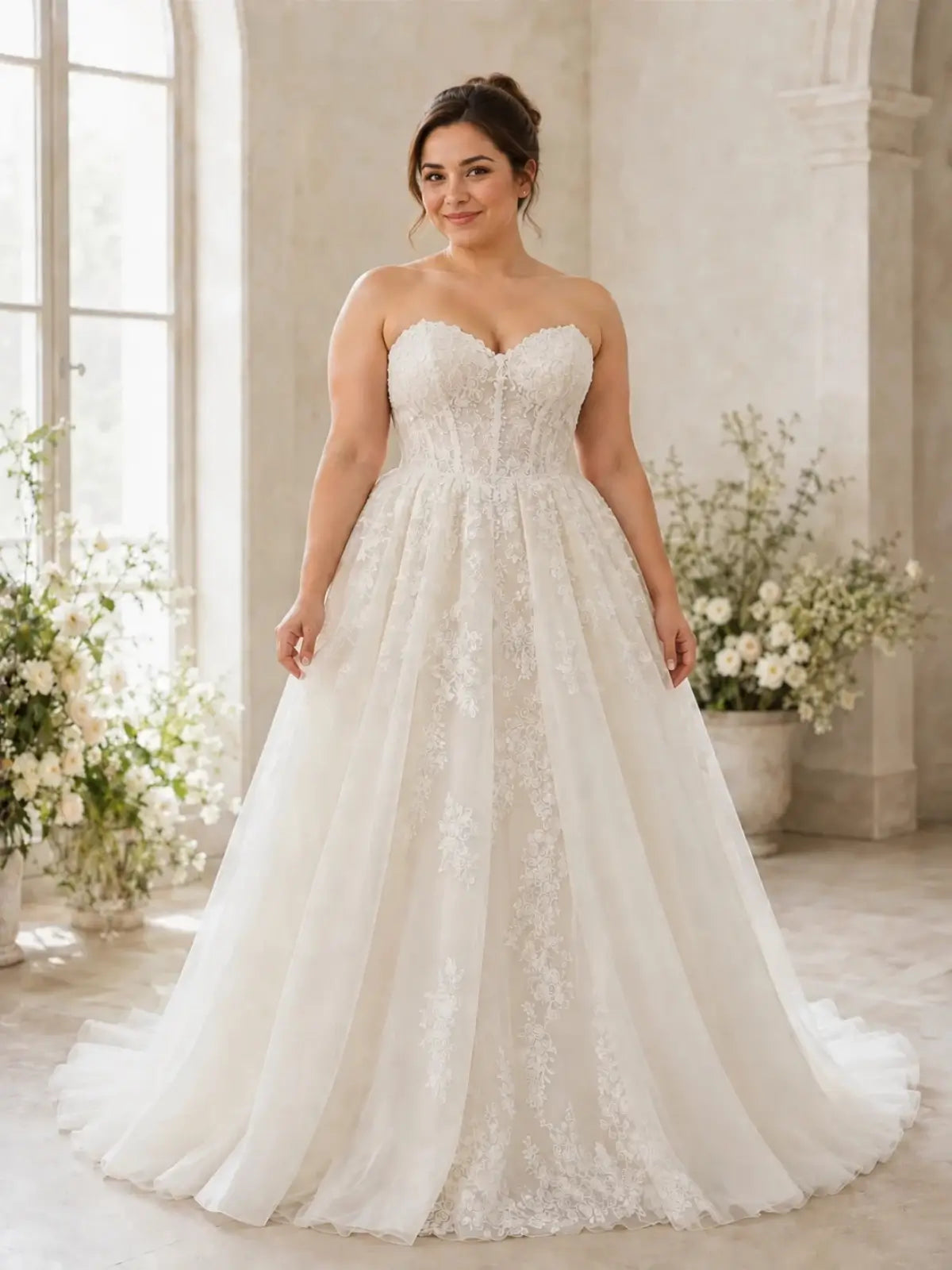 Elegant Tulle Ball Gown Wedding Dress