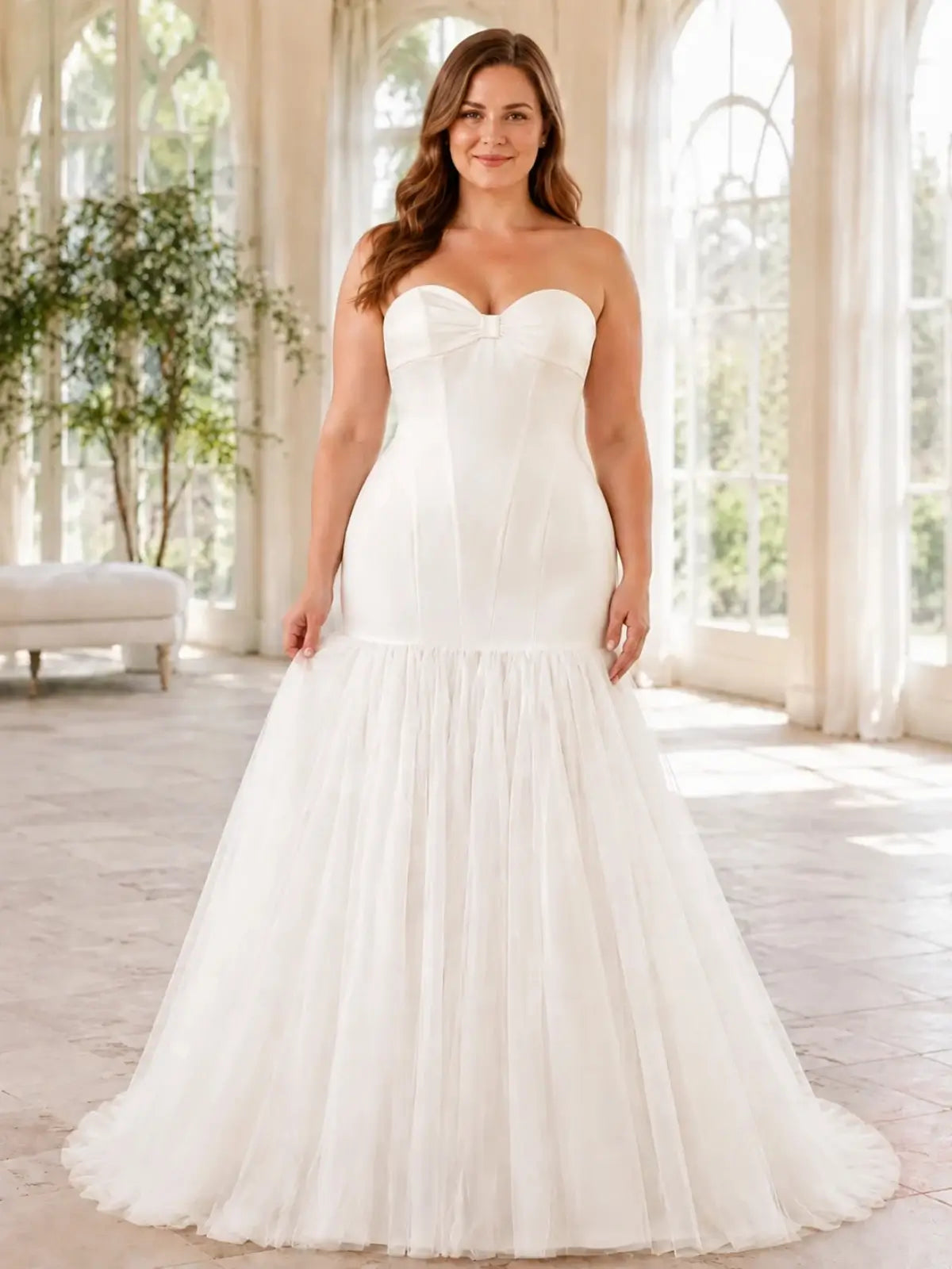 Sweetheart Wedding Dress with Center-Knot Ruched Bodice