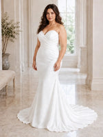 Stretch Satin Wedding Dress with Cross-over Bodice