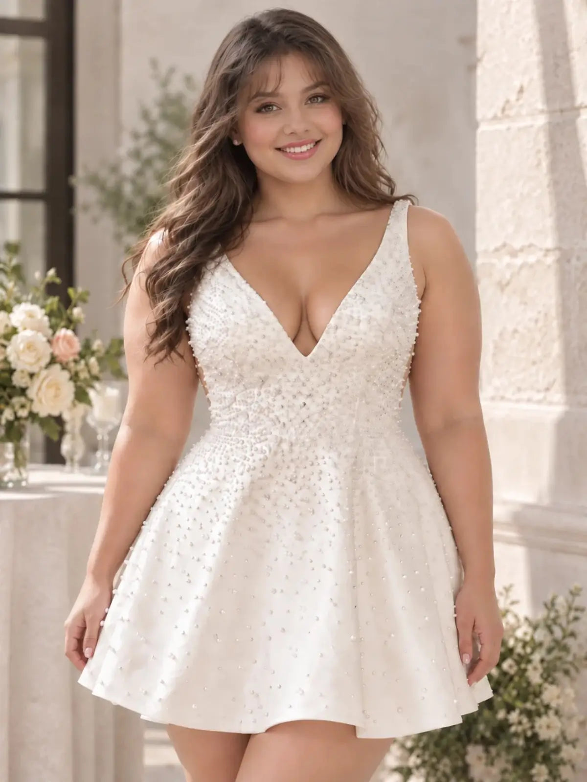 Pearl Embellished Homecoming Dress