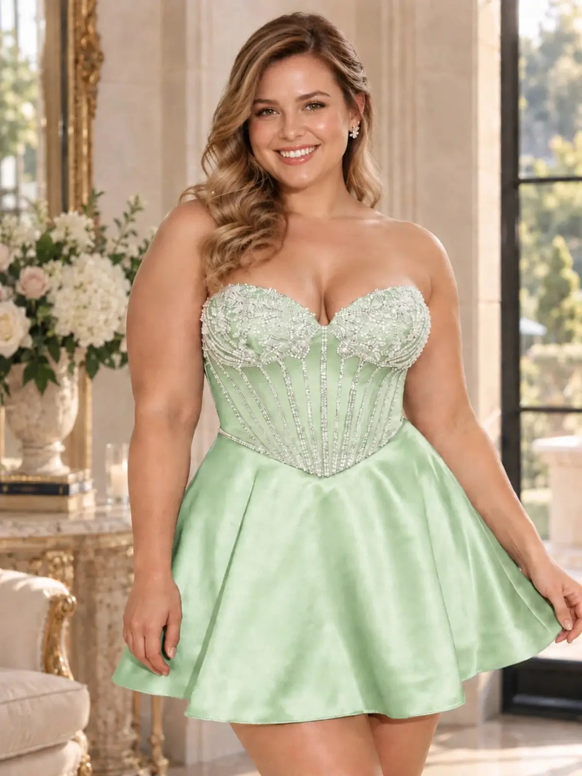 Beaded A-Line Homecoming Dress
