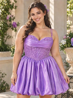 A-Line Homecoming Dress with Applique Details