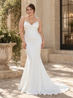 Cowl Neck Wedding Dress with Corset Lace-Up Back