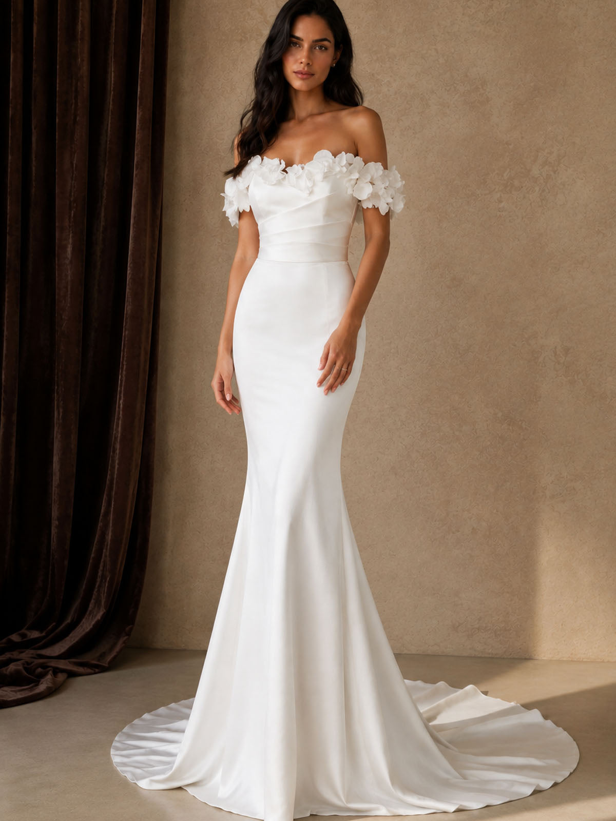 3D Floral Sheath Wedding Dress 