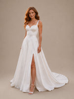 Sweetheart Satin Chapel Train Wedding Dress 
